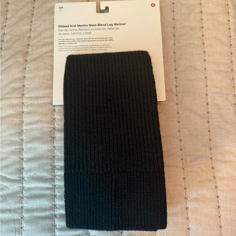 lululemon athletica Black Ribbed Knit Merino Wool-Blend Leg Warmer